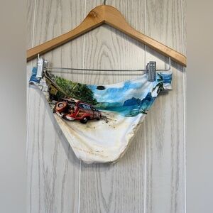 Hobie Bikini Bottom Swim Suit Woody Wagon Beach Print Size M EUC
